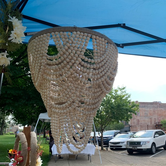 Wooden beaded chandelier shade. - Picture 1 of 3
